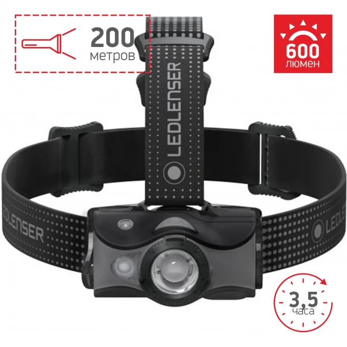 Аккумуляторный налобный фонарь LED LENSER MH7 черно-серый 501599